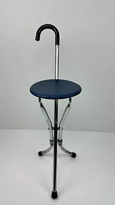 Vintage Portable Tripod Walking Cane Walker Seat Stool Chair Folding Stick Camp • $64.90