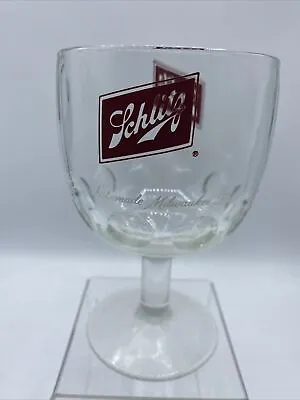 Schlitz Beer Goblet Glass Clear Pedestal Thumbprint Cup 70s Breweriana Vintage • $5.99