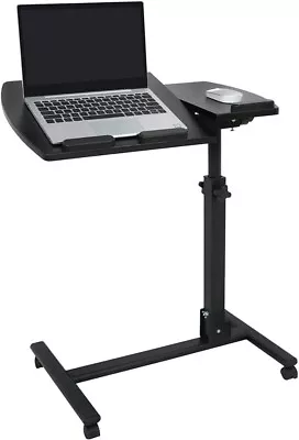 Mobile Lifting Computer Desk Laptop Stand Table W/Wheels Height Adjustable Black • $49.99