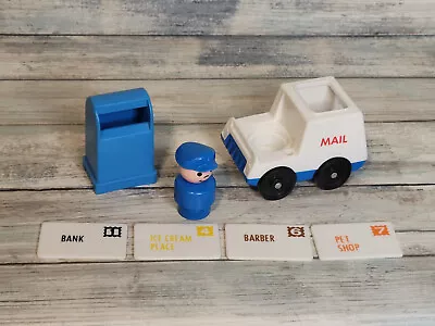 Vintage Fisher-Price Main Street MailMan With Mail Truck & 4 Letters + Mail Box • $40