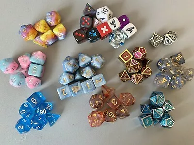 BIG Lot Dungeon & Dragon Dice Swirl Plastic Heavy Metal Beautiful Sets 68 Pcs • $25