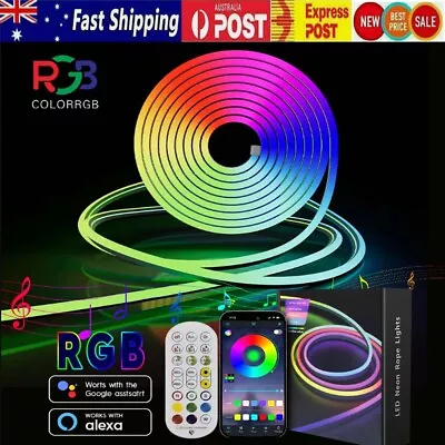 12V RGBIC Neon Strip Light Bluetooth Music APP Tube Adv Bar Sign 1-20M RGB LED • $7.99