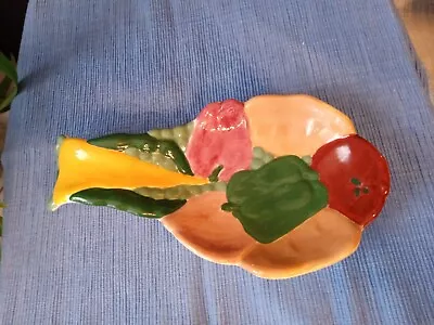 Vintage Holland Mold Co Veggies Spoon Rest Hand Painted Signed 9.5  L X 4.75  W • $8