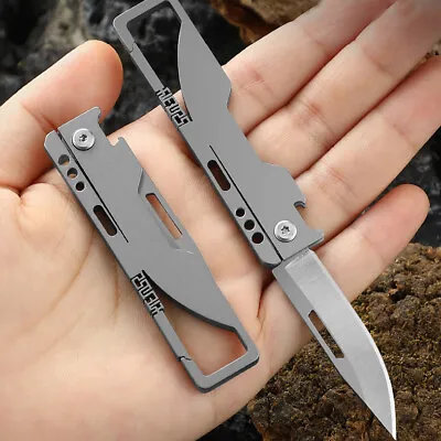 Titanium Alloy Portable Pocket Folding Blade Knife Camping Survival Keychain EDC • $15.55