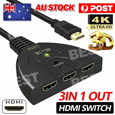 New HDMI 4K Switch 3 In 1 Out Switcher Selector Splitter Hub For 1080p HDTV • $7.65