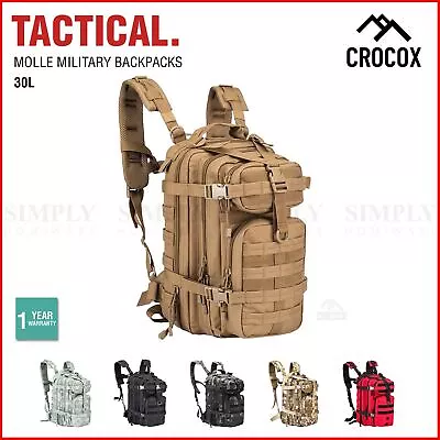 Crocox Military Tactical Backpack Molle Bag Rucksack Canvas Army Pouches Hiking • $39.99