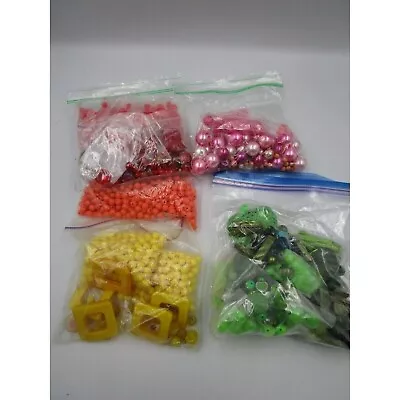 2LB+ Red/Pink/Orange/Yellow/Green Colored Loose Beads Glass Resin Vtg To Mdrn • $17.08