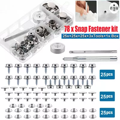 78pcs Boat Marine Canvas Snap Cover Button Fastener Socket Kit Stainless Steel • $9.89