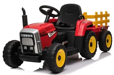 £127.95 • Buy Kids Farm Tractor And Trailer 12v Electric / Battery Ride On With Remote- Red