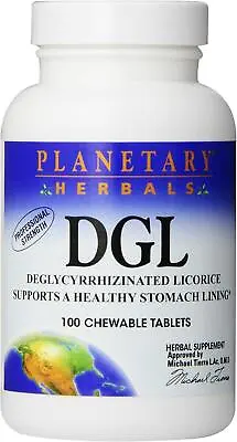 Planetary Herbals DGL (Deglycyrrhizinated Licorice) 100 Chewable Tablets • £13.66