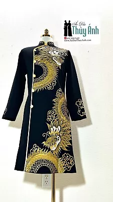 Black  Hand Painted Vietnamese Ao Dai For Men Ao Dai Nam Ao Dai Chu Re PR46 • $84.95