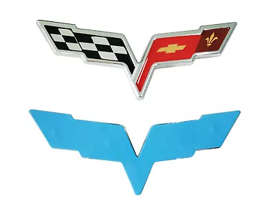 New Front Hood Rear Crossed Flags Badge Emblem For 05-13 C6 Corvette OEM • $21.99