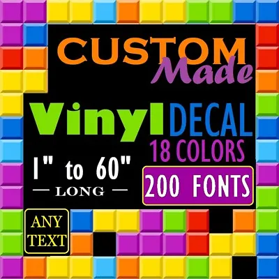 CUSTOM Vinyl Decal TEXT NAME Personalized Lettering Sticker 18 COLORS 200 FONTS • $1.79