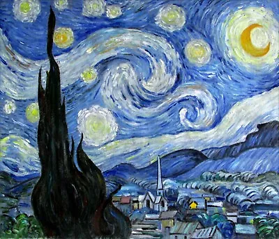 Vincent Van Gogh Starry Night Repro Quality Hand Painted Oil Painting 20x24in • $86.95