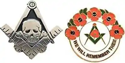 £9.99 • Buy Masonic Mortality Skull & Crossbones And Masonic We Will Remember Enamel Badge