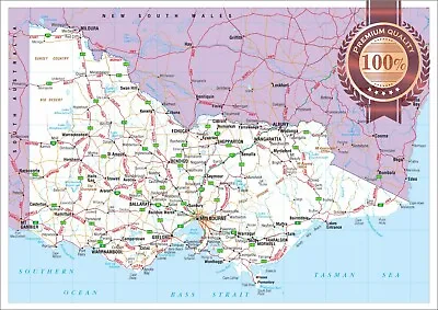 Victoria State Roads Vic Map Of Australia Aus Wall Chart Print Premium Poster • $11.95
