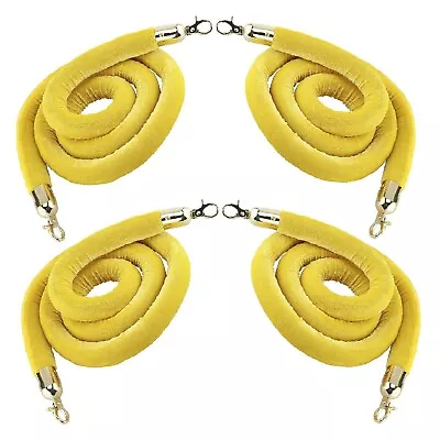 RealPlus 4pcs Yellow Velvet Stanchion Ropes With Gold Hooks5 Feet Stanchion Que • $38.31