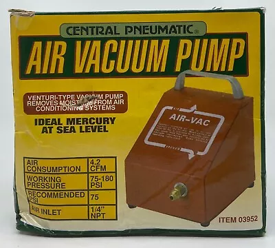 Central Pneumatic Venturi-Type Air Vacuum Pump 03952 • $24.99