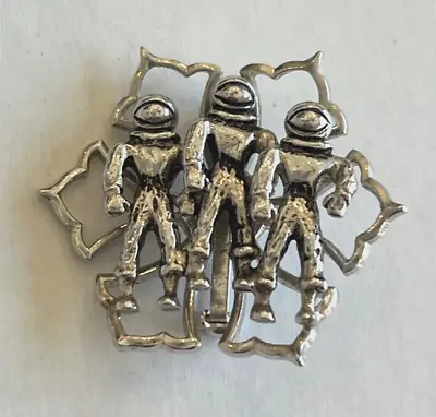 Vintage Space Age Silver Tone ASTRONAUT Spacemen Brooch Pin Area 51 NASA MCM • $41