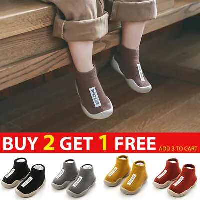 £5.40 • Buy Kids Baby Boys Infant Toddler Anti-slip Slippers Socks Soft Shoes Winter Warm UK