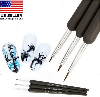 3-Piece Nail Art Liner Brushes Set - Gel Polish Painting Design Brush Pen Kit • $6.80