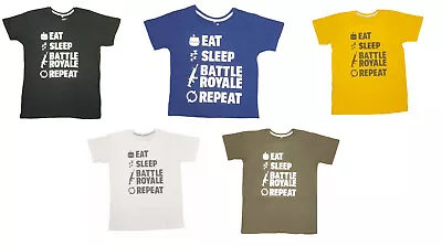 Kids Gamer T-Shirt Eat Sleep Battle Royale Repeat Gaming Ages 3-14 Years • £4.99