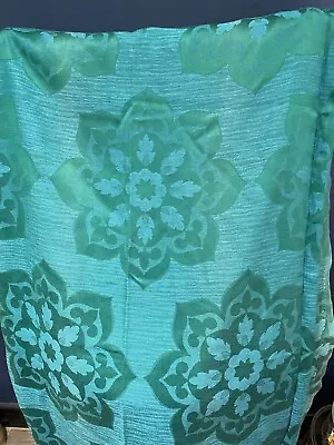 £25 • Buy 70’s Vintage Retro STRIKING GREEN GEOMETRIC Bursting Medallion Flower Curtains