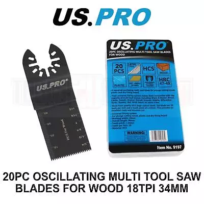 US PRO TOOLS 20pc Oscillating Multi Tool Saw Blades For Wood 18tpi 34mm 9197 • £12.33