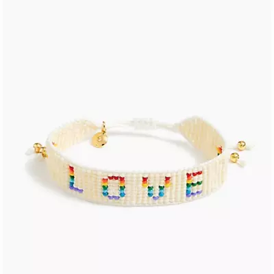 NWT J. Crew Ivory W/LOVE Rainbow Pride Beaded Phrase Bracelet • $22