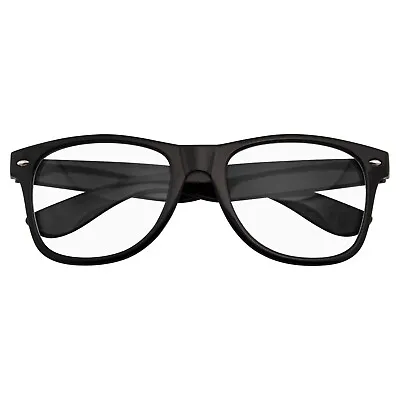 MENS WOMENS NERD BLACK GEEK GLASSES GLOSSY CLEAR LENS Clear Frame Sunglasses • $8.07
