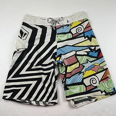 Volcom Mod Tech Boardshorts Men’s 34 Surf Swim Trunk Multicolor  Geometric • $15.62