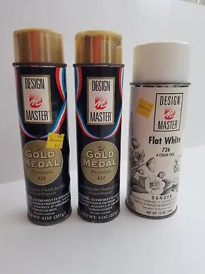 VINTAGE Spray Paint Can By Design Master 2  GOLD MEDAL / 1 Flat White Finish  • $21.99