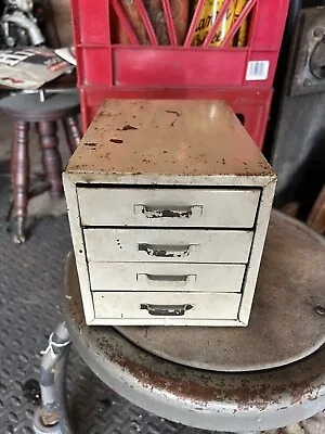 Vintage Industrial Four Drawer Parts Storage Cabinet Jewelers Metal Box • $42