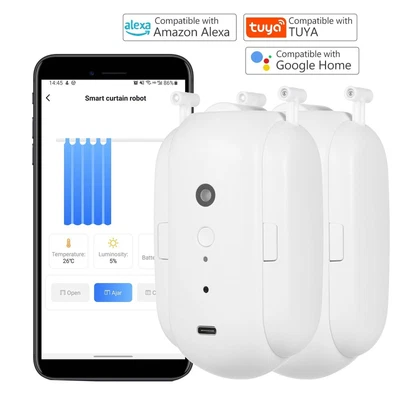 £228.70 • Buy Smart Electric Curtain Motor WiFi Remote Voice APP Controller U-/I-Track/Roman