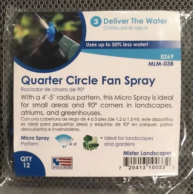 Drip Irrigation Micro Sprays Quarter-Circle Pattern 50 Psi Blue Finish 12-Pack • $8.95