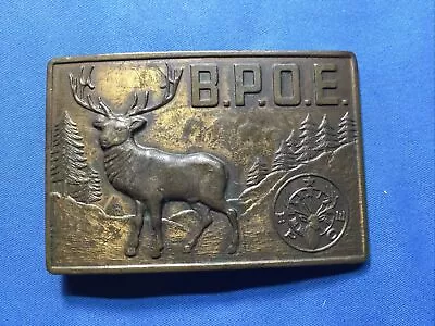 Solid Brass Belt Buckle BPOE Benevolent Protective Order Elks Vintage • $19.98