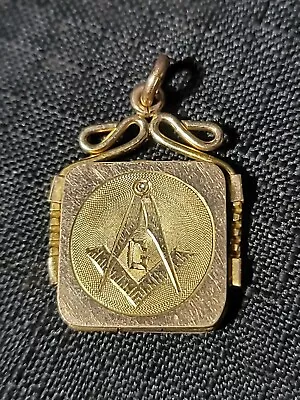 Gold Filled Etched Masonic Locket DF Briggs Signed DFB Antique Watch Fob Pendant • $69.99