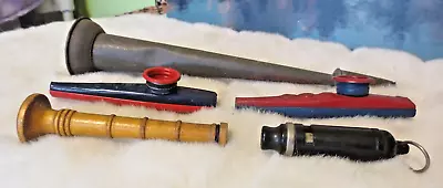 5 Vintage  Tin Whistles Horns Flutes & Kazoos • $9.99