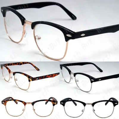 New Clear Lens Glasses Mens Women Nerd Horn Frame Fashion Eyewear Designer Retro • $7.99