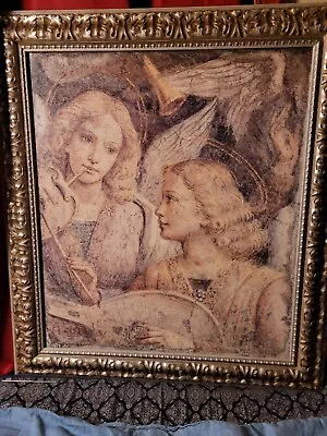 Vintage Classical Fresco Of Two Cupid Muses Angels • $40