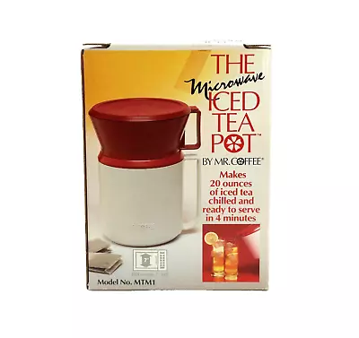 Vintage MR COFFEE Iced Tea Maker Microwave Brewing Pot Red & White  20 Oz • $22.28