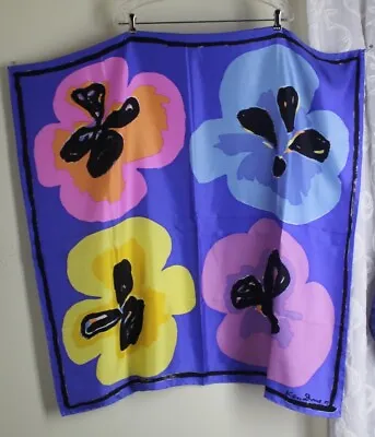 Ken Done '97 Pop-Art 35  Floral Colorful Funky Art-to-Wear Silk Square Scarf • £98.83