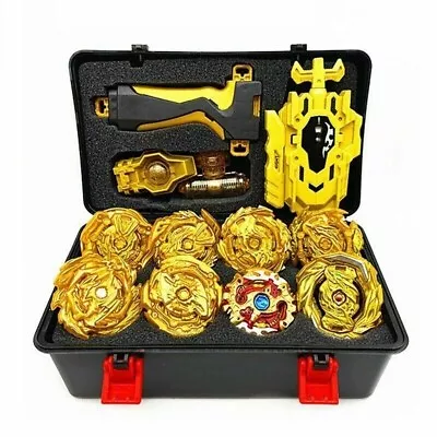 8PCS Beyblade Gold Burst Set Spinning With Grip Launcher+Portable Box Case Toy • $36.17