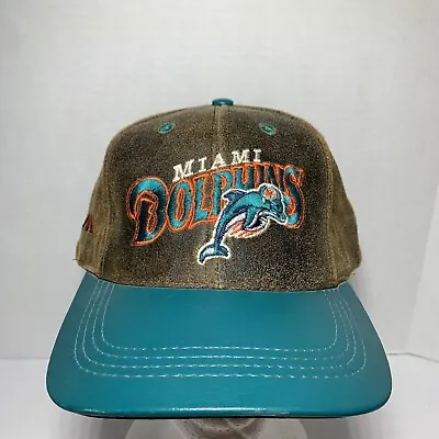 Vintage Miami Dolphins White Leather Hat MODERN USA NFL Cap • $14.99