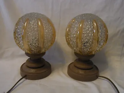 Pair Bubble Glass Night Stand Bedside Lamp Mazzega Style Mid Century 1960s #UEBN • $242.99