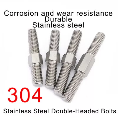 304 Stainless Steel Double-Headed Bolts Left And Right Thread Screw Rod M4 ~ M16 • £1.91