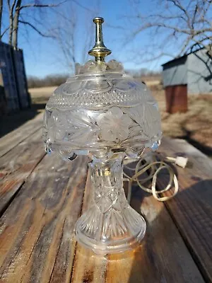 Vintage Crystal Glass Lamp Boudoir Bedroom With Satin / Frosted Flowers 11  • $25.95