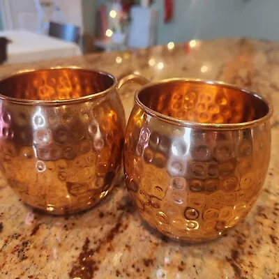 Set Of 2 COPPER HAMMERED MOSCOW MULE MUG BAR WARE Two 16oz Mugs • $12
