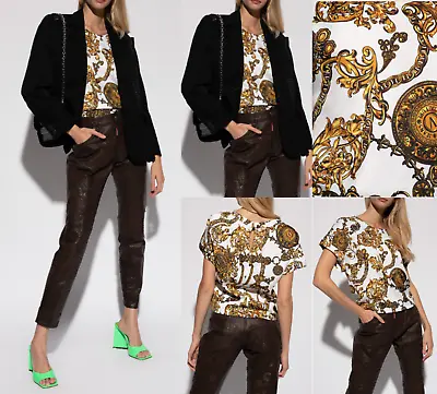 Versace Jeans Couture Patterned Baroque Top Blouse Shirt Iconic New Hot Size L • $201.97