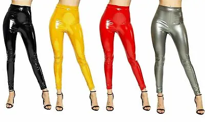  Vinyl Shiny Disco Leggings Ladies PVC Wet Look Stretchy Pants Womens  PLUS SIZE • $16.41